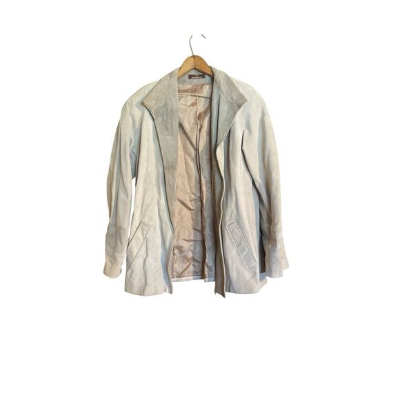 Jordache 100% Suede Tan Beige Blazer Jacket Womans Size 12 Vintage - Picture 1 of 4